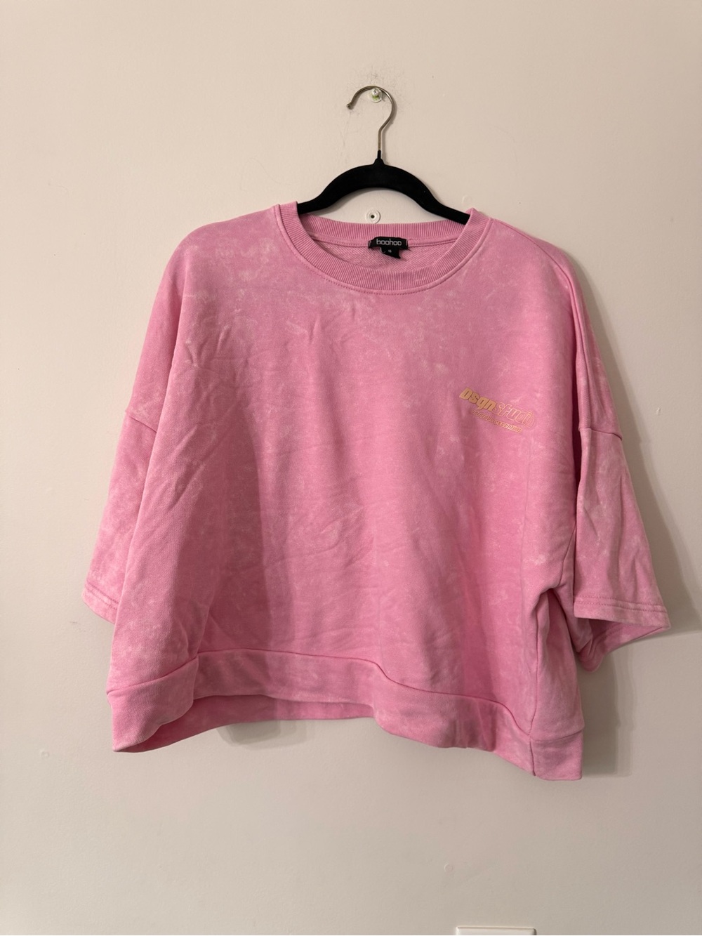 Boohoo Pink Cropped Boxy Sweatshirt